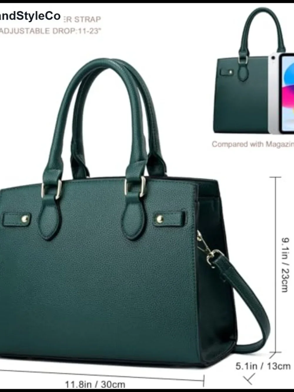 Faux Leather Satchel Tote Handbag Top Handle Shoulder Bag with Adjustable Strap